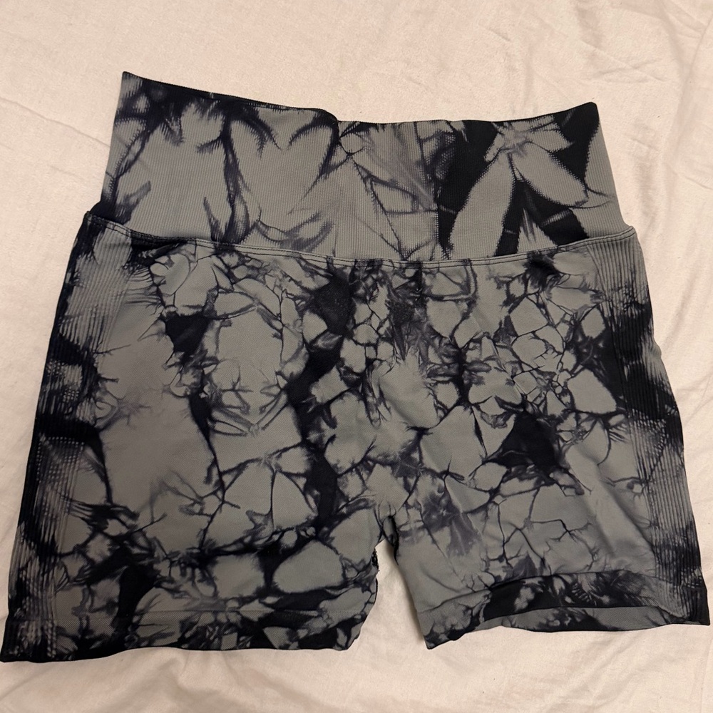 Black and Gray Tie-Dye Shorts